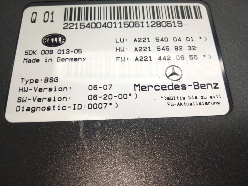Recambio de caja fusibles para mercedes-benz clase s (w221) s 320 cdi 4-matic (221.080, 221.180) referencia OEM IAM A2215400401 