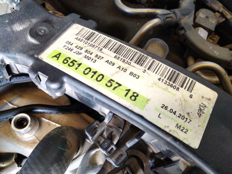 Recambio de motor completo para mercedes-benz clase a (w176) a 200 cdi / d (176.008) referencia OEM IAM A6510105718  