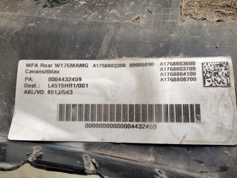 Recambio de paragolpes trasero para mercedes-benz clase a (w176) a 200 cdi / d (176.008) referencia OEM IAM A1768803300  