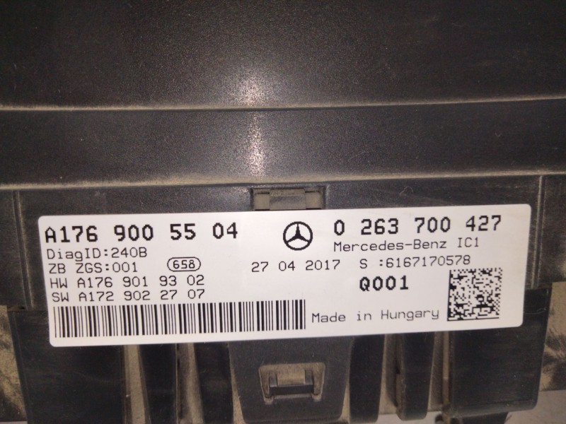Recambio de cuadro instrumentos para mercedes-benz clase a (w176) a 200 cdi / d (176.008) referencia OEM IAM A1769005504 0263700