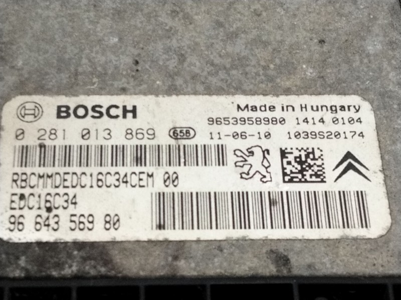 Recambio de centralita motor uce para citroën jumpy hdi 90 27 l1h1 furgón referencia OEM IAM 9664356980 0281013869 