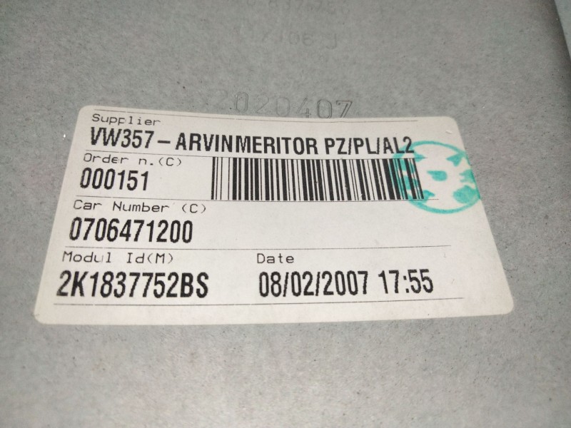 Recambio de elevalunas delantero derecho para volkswagen caddy ka/kb (2k) furg. referencia OEM IAM 2K1837752BS  