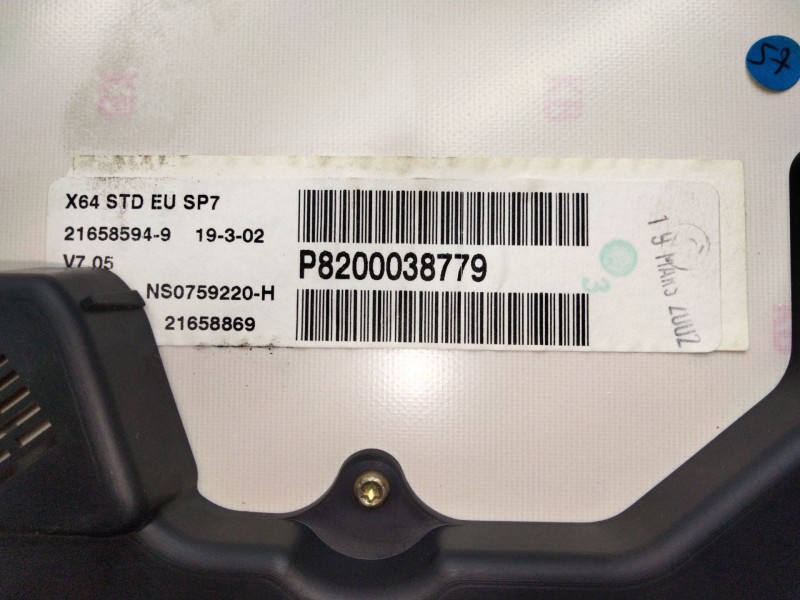 Recambio de cuadro instrumentos para renault megane i coupe fase 2 (da..) 16v rt referencia OEM IAM P8200038779  