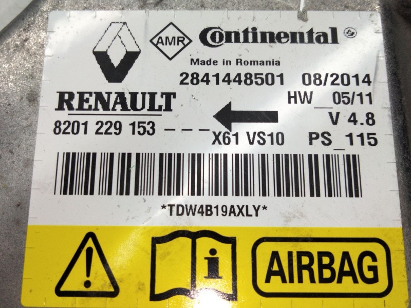 Recambio de centralita airbag para renault kangoo profesional referencia OEM IAM 8201229153  