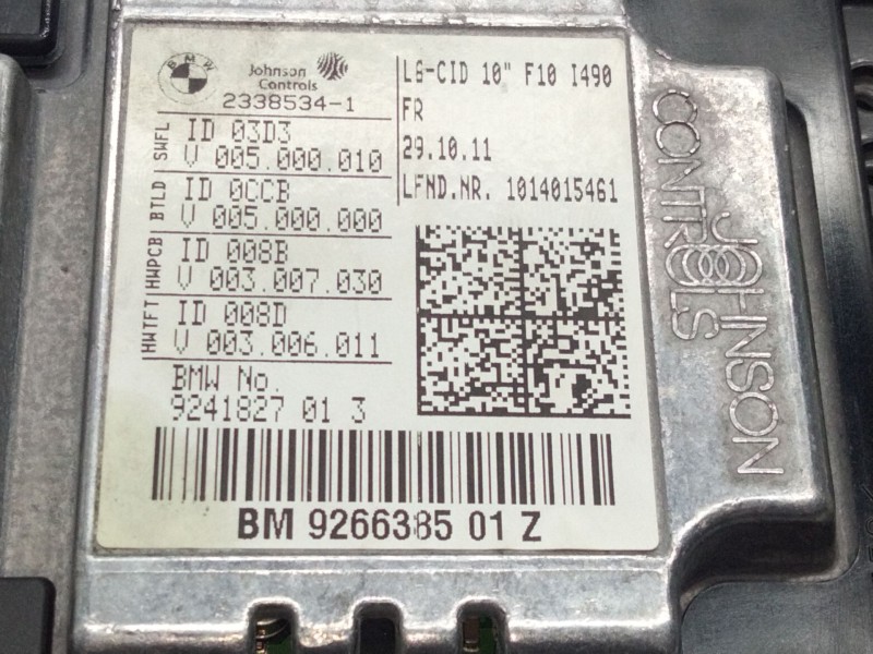 Recambio de pantalla multifuncion para bmw 5 (f10) 525 d referencia OEM IAM 926638501  