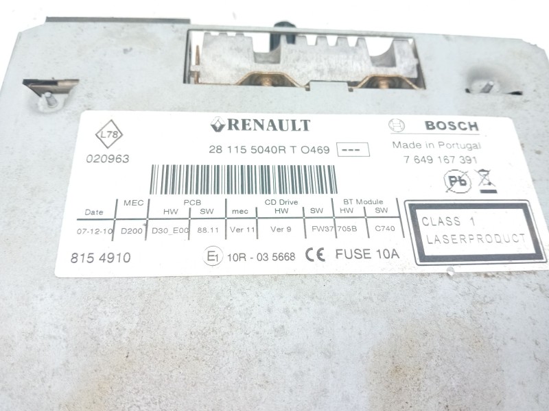 Recambio de sistema audio / radio cd para renault megane iii berlina 5 p 1.5 dci diesel fap referencia OEM IAM 7649167391  