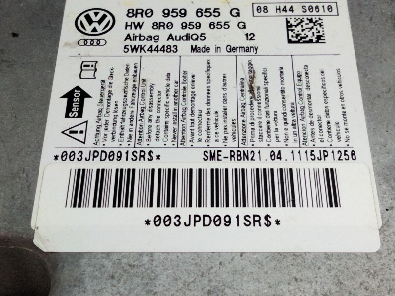 Recambio de centralita airbag para audi q5 (8r) 2.0 tdi (125kw) referencia OEM IAM 8R0959655G  