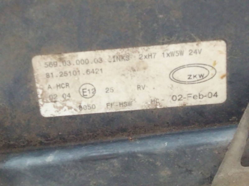 Recambio de faro izquierdo para man tg 360 a referencia OEM IAM 81251016421  