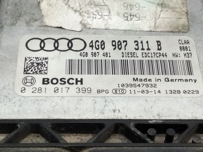 Recambio de centralita motor uce para audi a6 c7 (4g2, 4gc) 3.0 tdi quattro referencia OEM IAM 4G0907311B 0281017399 BOSCH