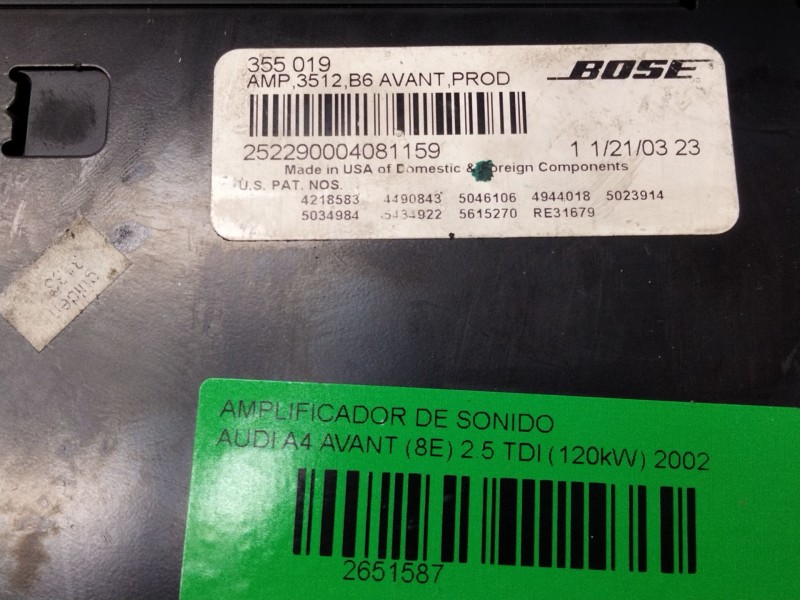 Recambio de amplificador de sonido para audi a4 avant (8e) 2.5 tdi (120kw) referencia OEM IAM 252290004081159  