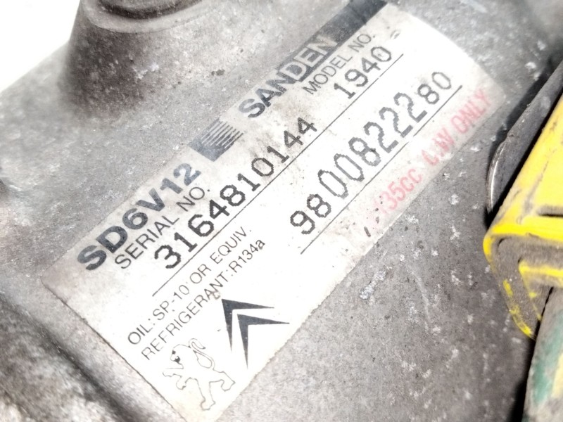 Recambio de compresor aire acondicionado para peugeot 206+ 1.4 hdi referencia OEM IAM 9800822280  