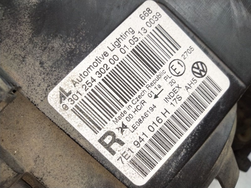 Recambio de faro derecho para volkswagen transporter t5 furgón (7ha, 7hh, 7ea, 7eh) 2.0 referencia OEM IAM 7E1941016H 0301254302
