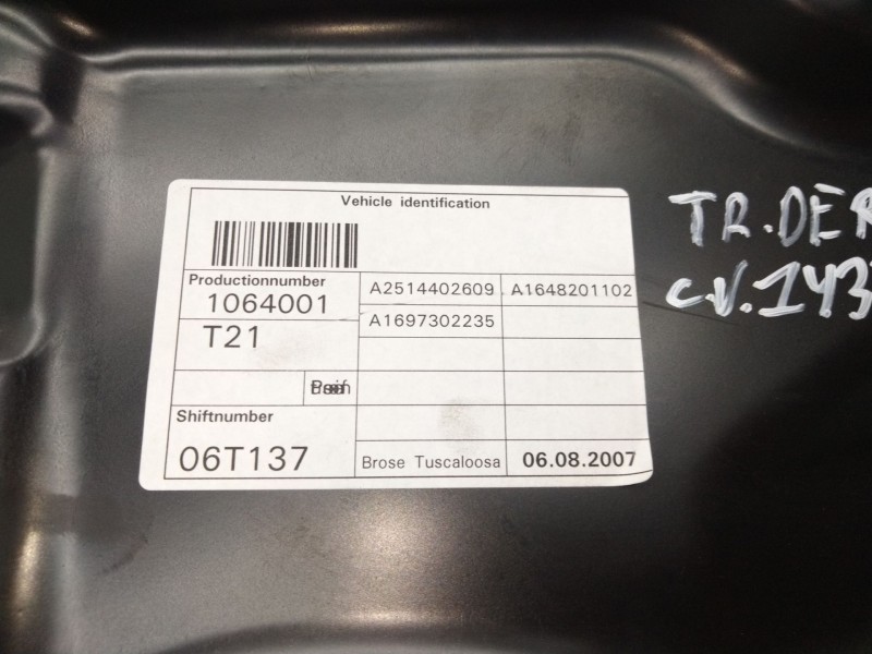 Recambio de elevalunas trasero derecho para mercedes-benz clase r (w251, v251) r 320 cdi 4-matic (251.022, 251.122) referencia O