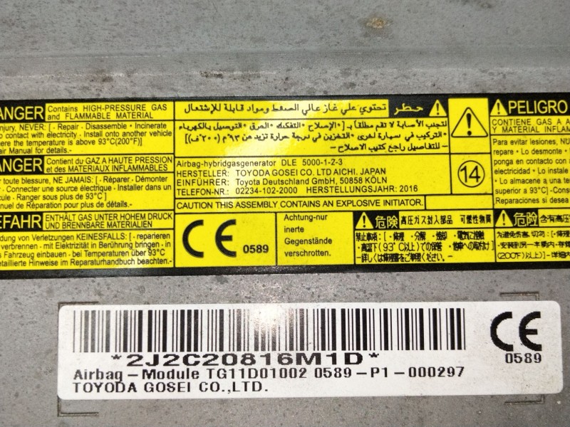 Recambio de airbaig delantero izquierdo de pies para toyota auris referencia OEM IAM 0589P1000297  