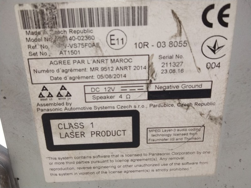 Recambio de sistema audio / radio cd para toyota auris referencia OEM IAM 6434BE2808  