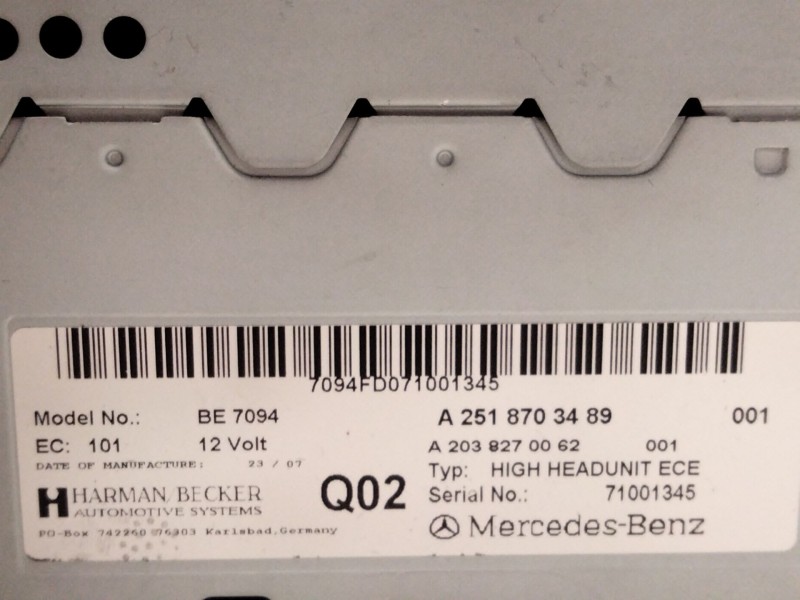 Recambio de sistema audio / radio cd para mercedes-benz clase r (w251, v251) r 320 cdi 4-matic (251.022, 251.122) referencia OEM