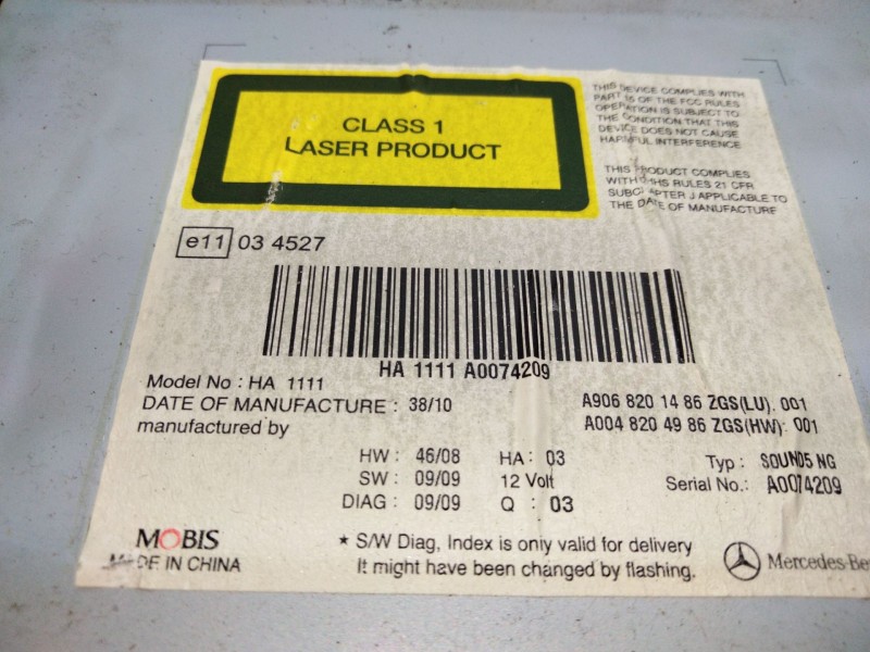 Recambio de sistema audio / radio cd para mercedes-benz vito / mixto furgón (w639) 113 cdi (639.601, 639.603, 639.605) referenci