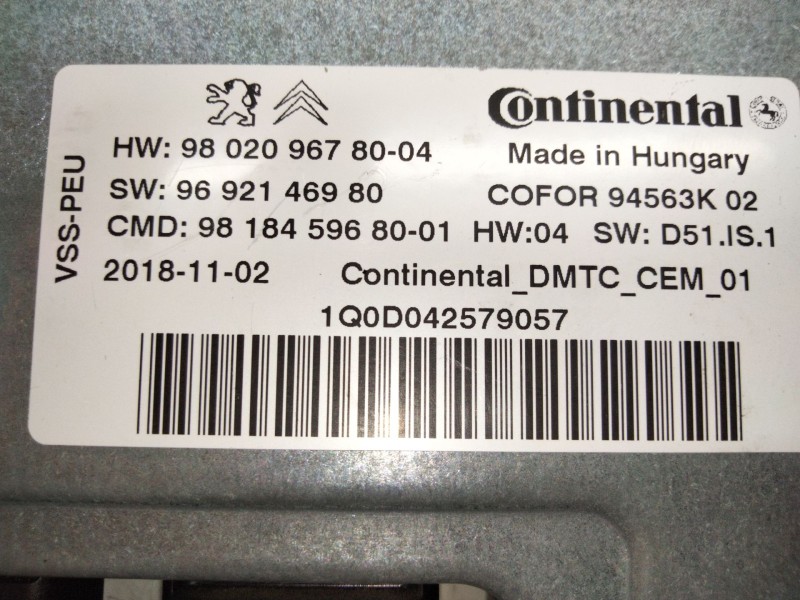 Recambio de centralita start stop para citroën ds 7 ds 7 crossback buehdi referencia OEM IAM 9802096780  