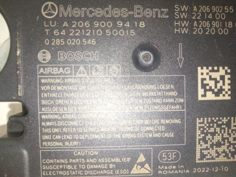 Recambio de kit airbag para mercedes-benz clase c all-terrain (s206) c 220 d 4-matic (206.214) referencia OEM IAM A2066807805  