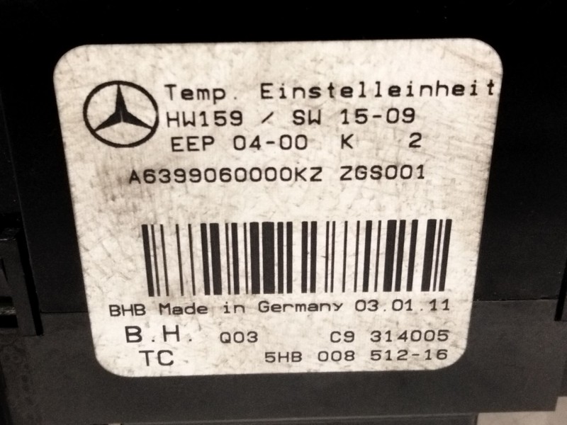 Recambio de mando calefaccion / aire acondicionado para mercedes-benz vito / mixto furgón (w639) 113 cdi (639.601, 639.603, 639.