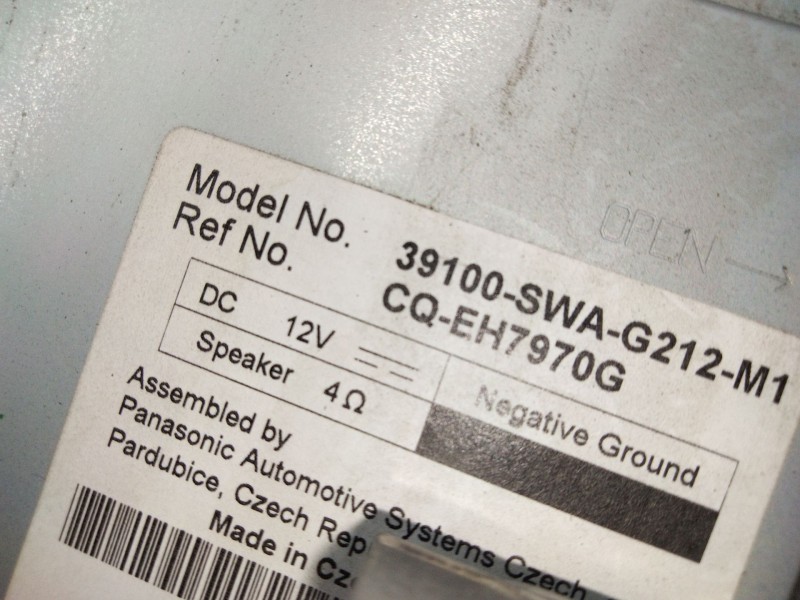 Recambio de sistema audio / radio cd para honda cr-v iii (re_) 2.0 i-vtec (re5, re1) referencia OEM IAM 39100SWAG212M1  