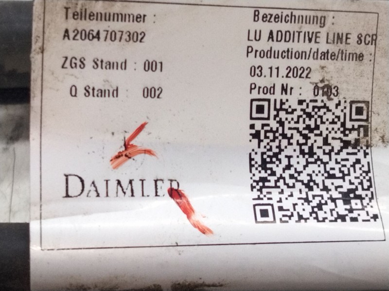 Recambio de tubo para mercedes-benz clase c all-terrain (s206) c 220 d 4-matic (206.214) referencia OEM IAM A2064707302  