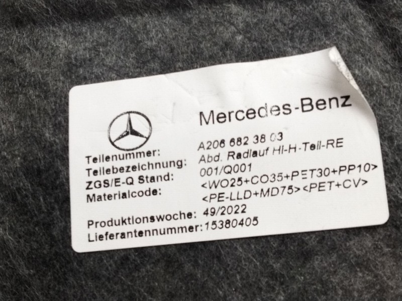 Recambio de panel protector para mercedes-benz clase c all-terrain (s206) c 220 d 4-matic (206.214) referencia OEM IAM   