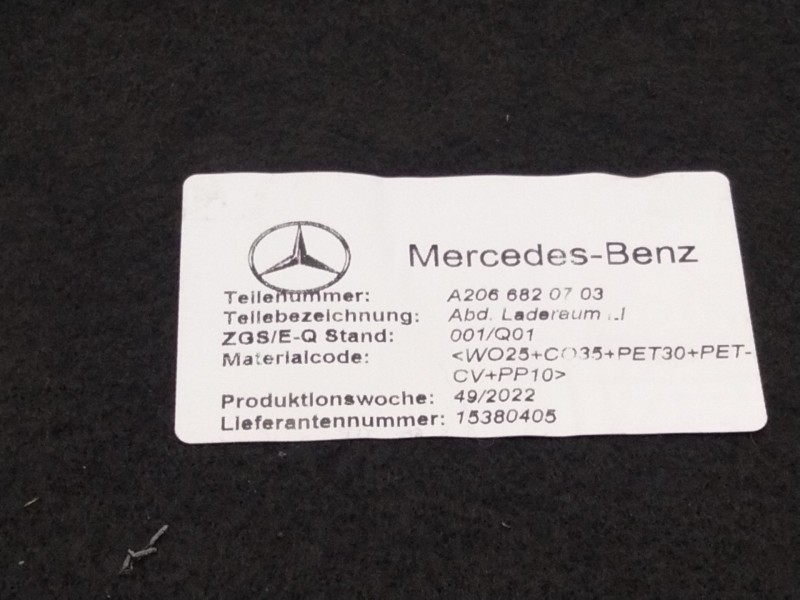 Recambio de panel protector para mercedes-benz clase c all-terrain (s206) c 220 d 4-matic (206.214) referencia OEM IAM   